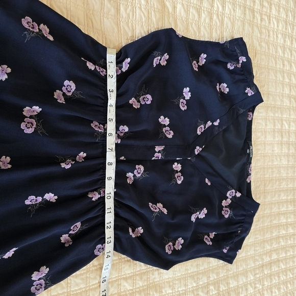 Madewell Skygaze Navy Mini Dress Pink & Lavendar Floral Sz. 4 - Picture 8 of 12